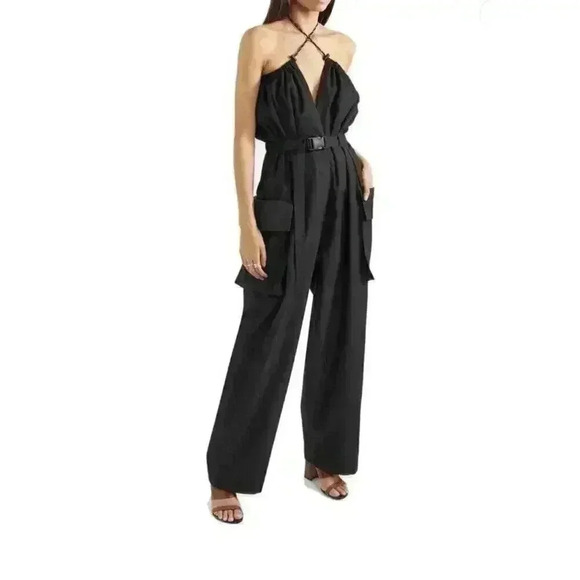 Dries Van Noten Cotton Jumpsuit 40 S US 4 Pockets Buckle Plunge Baggy Designer - Picture 15 of 16